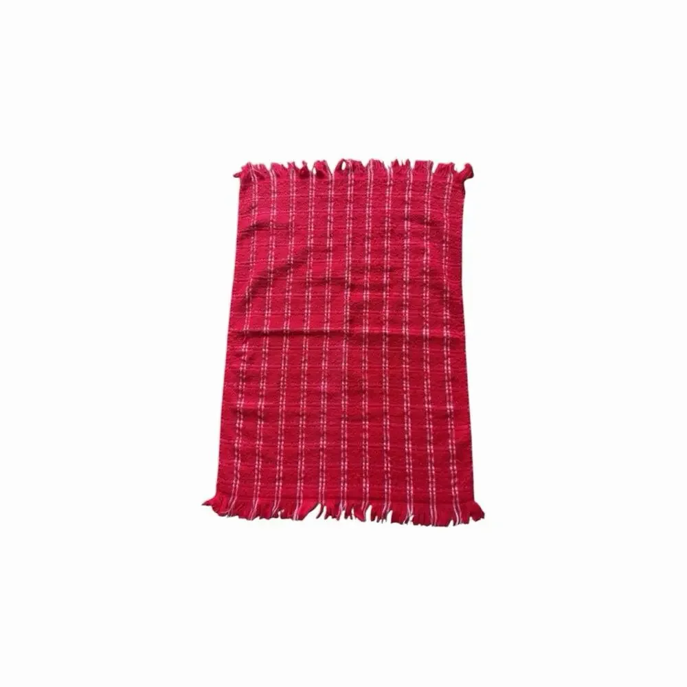 Vintage Cannon Bibb Kitchen Towel Lot Red Plaid Waffle Weave Retro Textiles